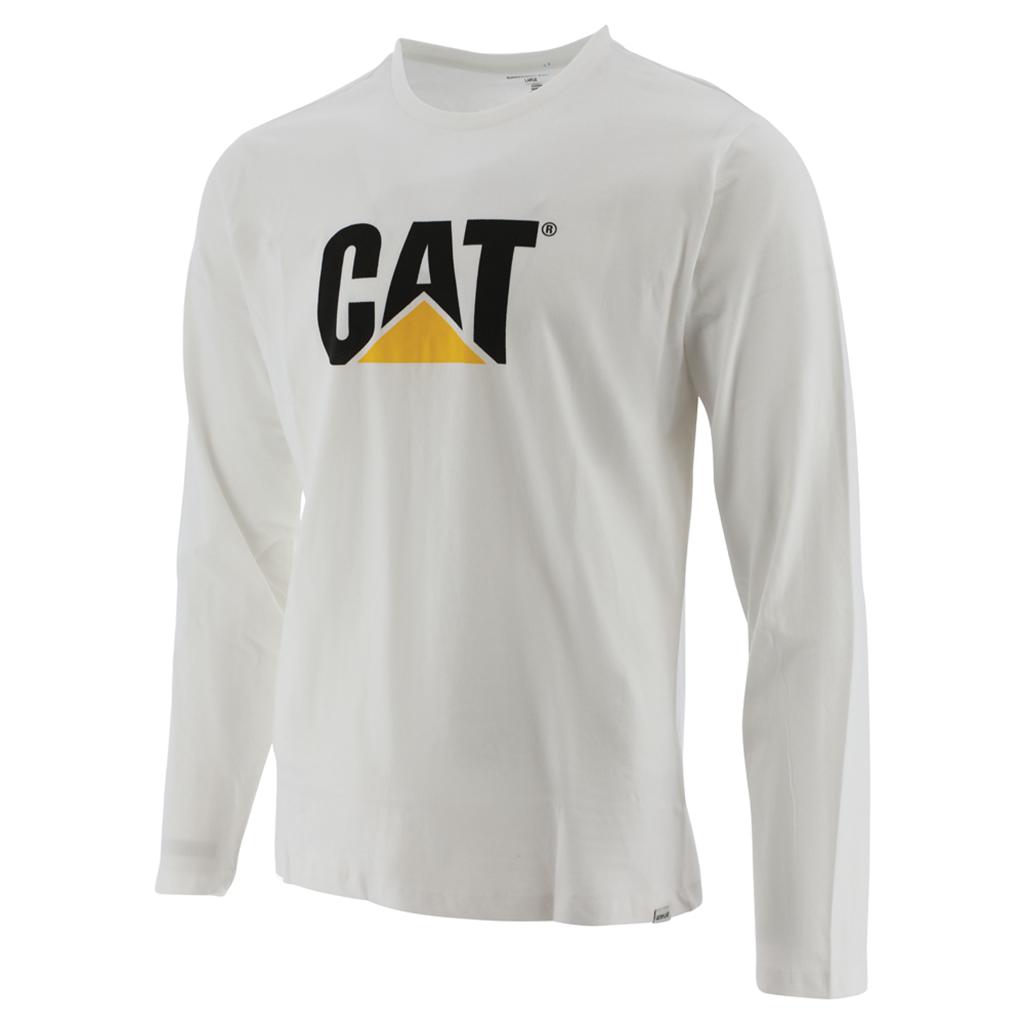 T-Shirts Caterpillar Original Fit Ls Logo Męskie Białe | DNHAM-0731