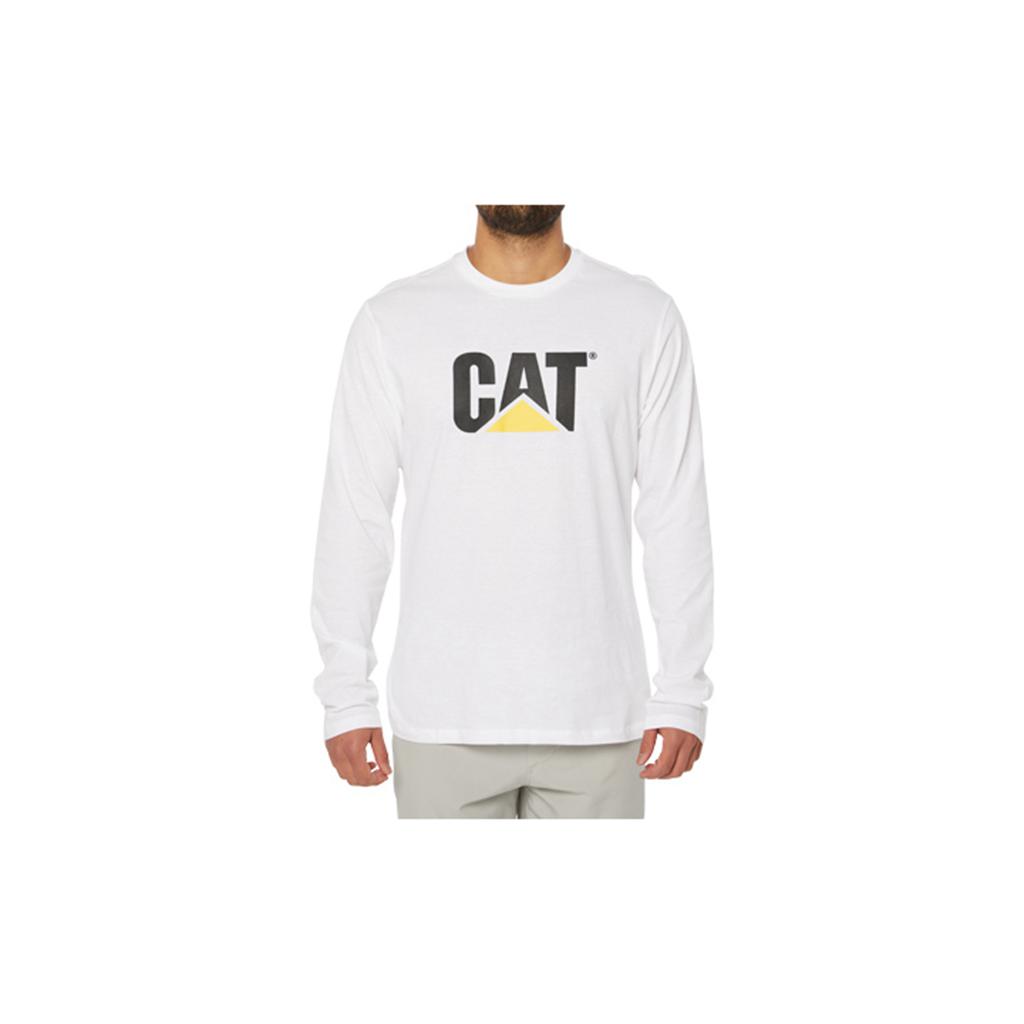 T-Shirts Caterpillar Original Fit Ls Logo Męskie Białe | DNHAM-0731