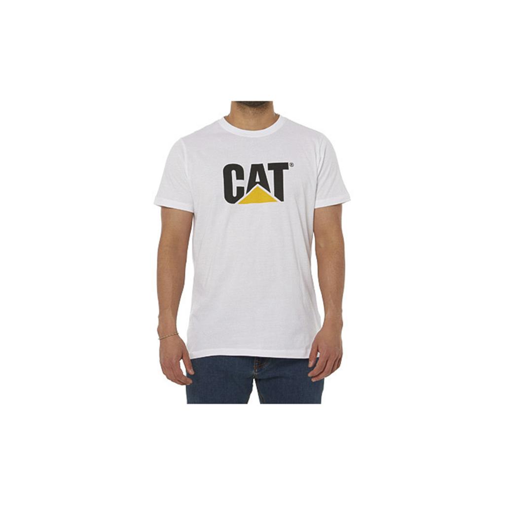 T-Shirts Caterpillar Original Logo Męskie Białe | FXYLS-8497