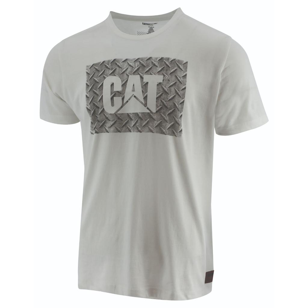 T-Shirts Caterpillar Robocze Diamond Plate Męskie Białe | REQHO-2051