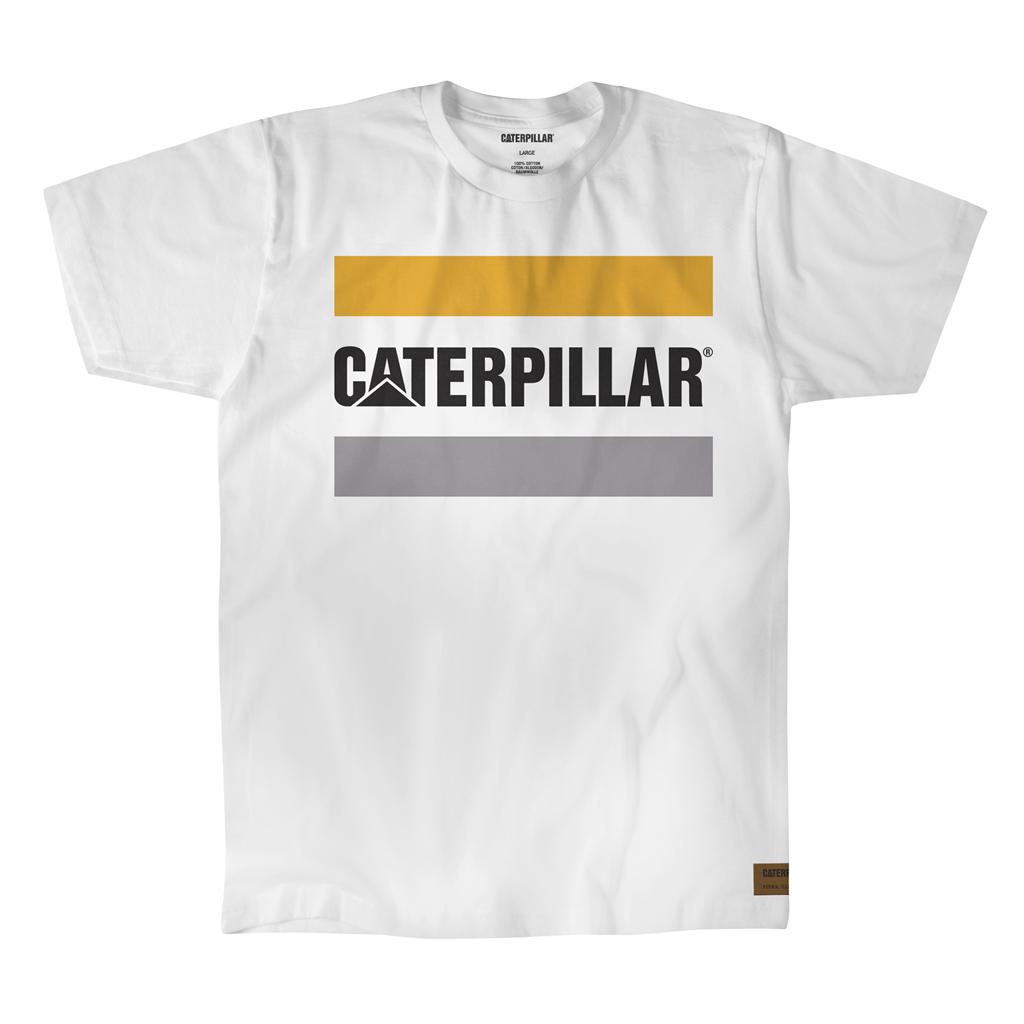 T-Shirts Caterpillar Robocze Logo Męskie Białe | BYNID-4903