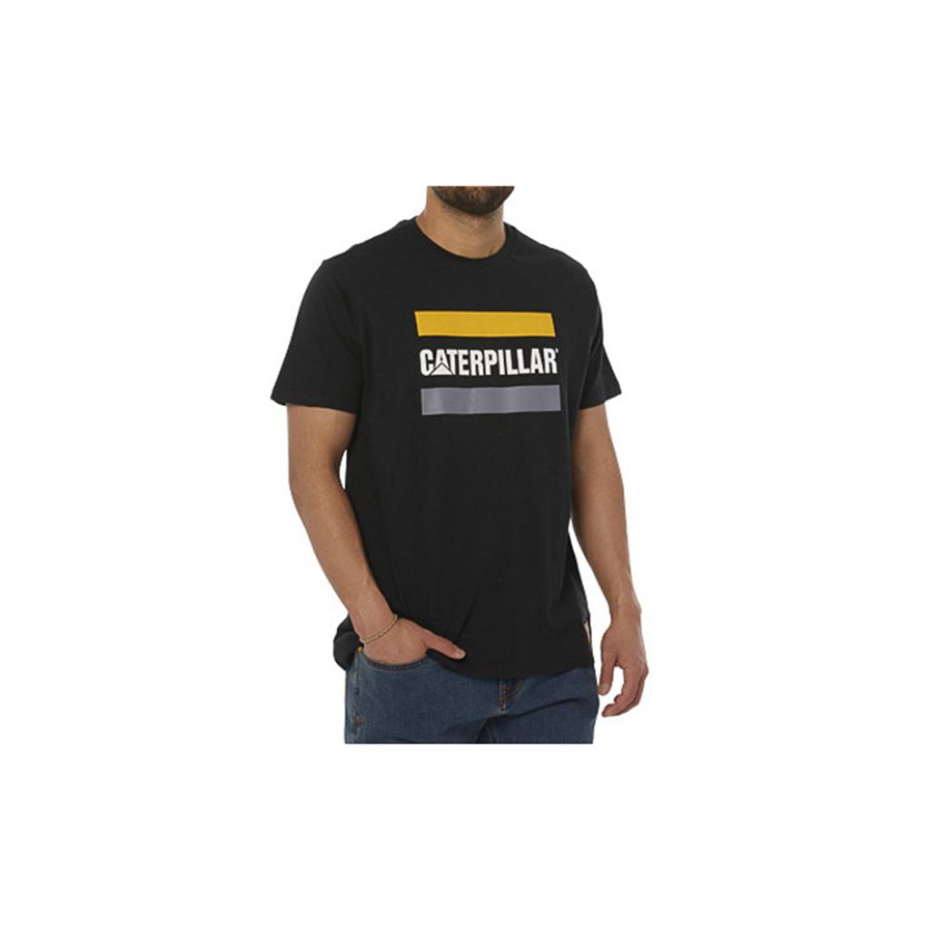 T-Shirts Caterpillar Robocze Logo Męskie Czarne | JQUES-6814