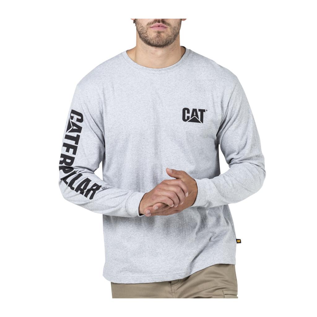 T-Shirts Caterpillar Trademark Banner L/S Męskie Szare | HVOPN-8406