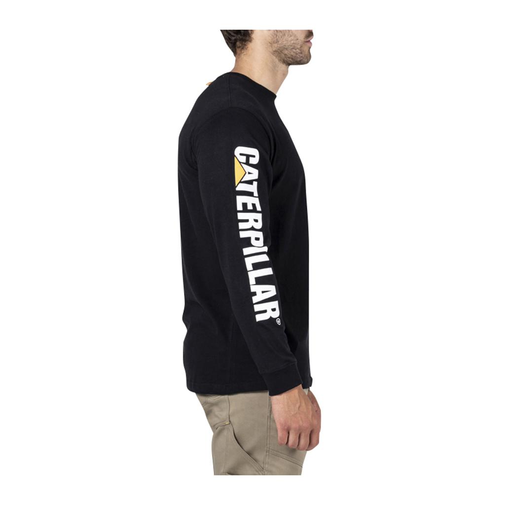 T-Shirts Caterpillar Trademark Banner L/S Męskie Czarne | NUJPD-2689