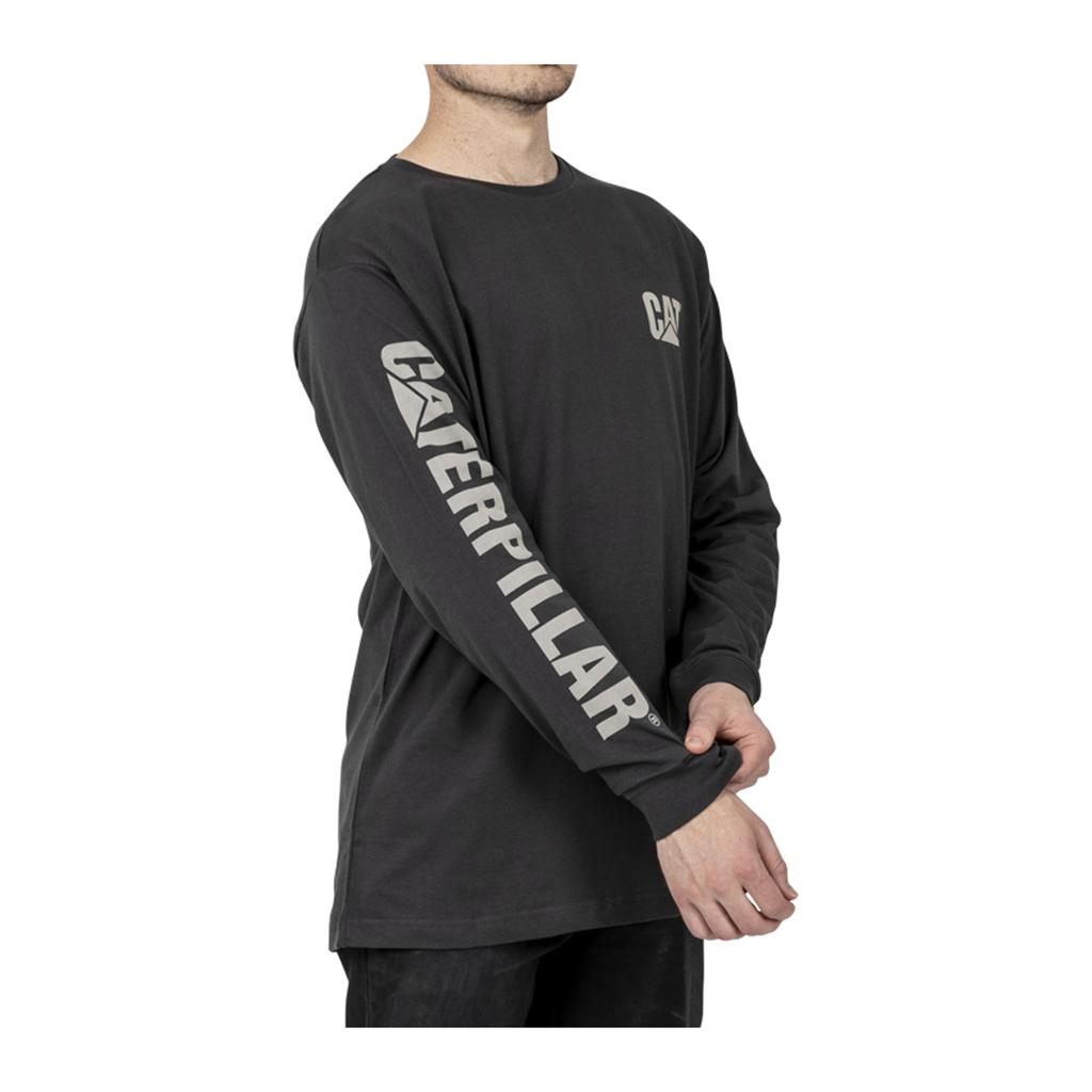 T-Shirts Caterpillar Trademark Banner Long Sleeve Męskie Ciemny Szare | FWLSQ-5469