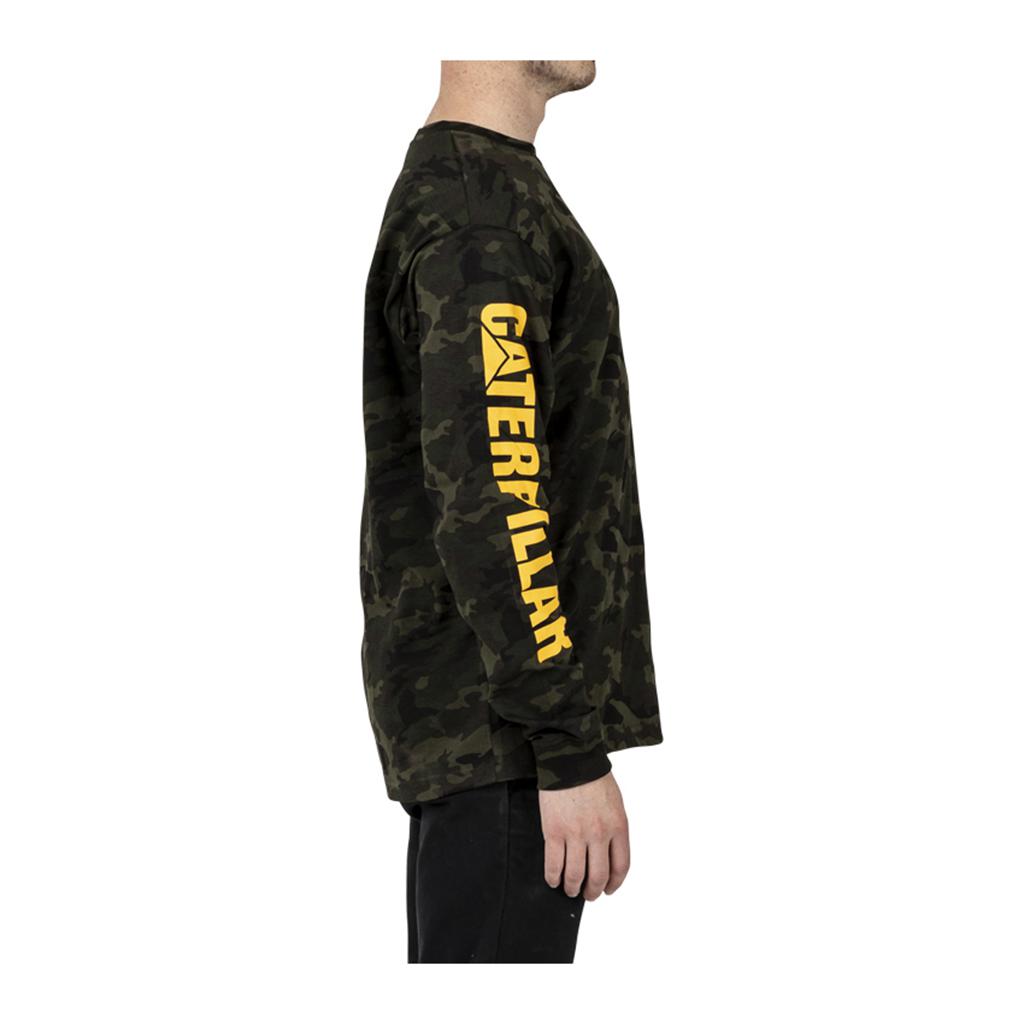 T-Shirts Caterpillar Trademark Banner Long Sleeve Męskie Camo | TYRGJ-0583